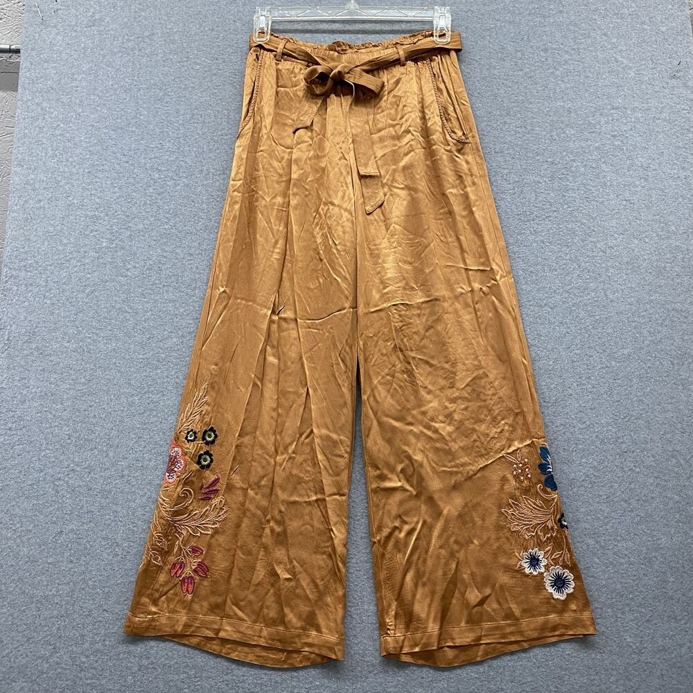 Johnny Was Workshop Embroidered 2 Pc Silk Blend Kimono Jacket Wide Leg Pant Set - Picture 3 of 16
